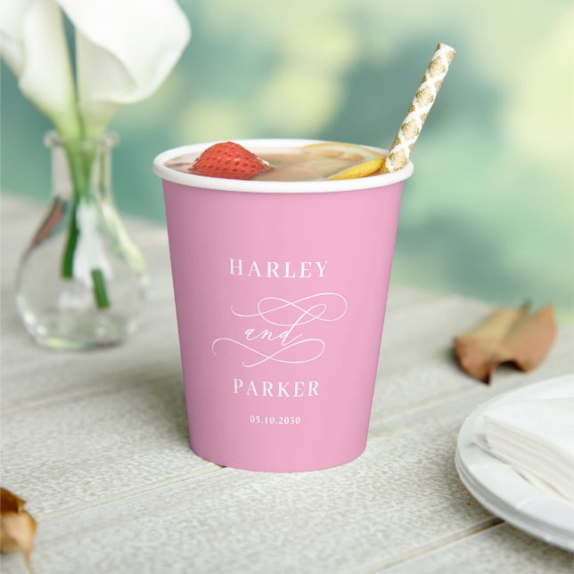 Chic Calligraphy Wedding Rehearsal Engagement Paper Cups (Insitu)