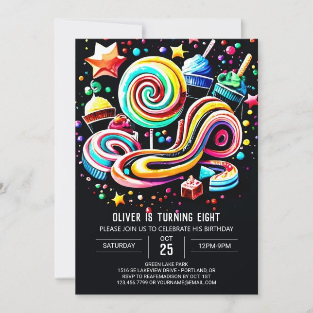  Chic Candyland Birthday Invitation (Front)