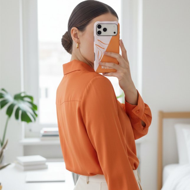 Chic Cantaloupe & Blush Pink Color Block Monogram (Créateur téléchargé)