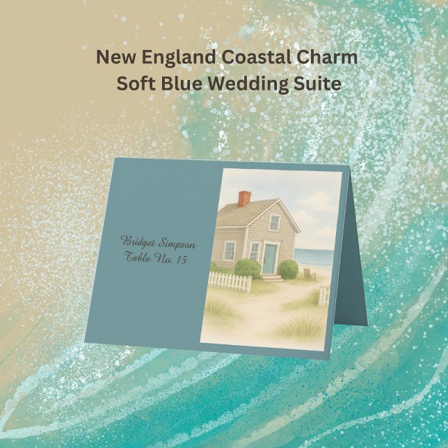 chic Cape Cod Coastal Soft Blue Wedding guest card (Creator Uploaded)