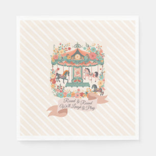 Chic Carousel Horse Carnival Birthday Napkin