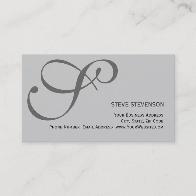 Chic Carte de visite gris monogramme tendance (Devant)