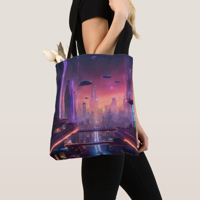 Chic Cartoons on Trendy Tote: Carry in Style Tote Bag (Close Up)