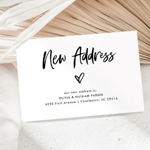 Chic Casual Script and Heart   Moving Announcement Postcard