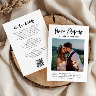 Chic Casual Script and Photo   We are Eloping Invitation