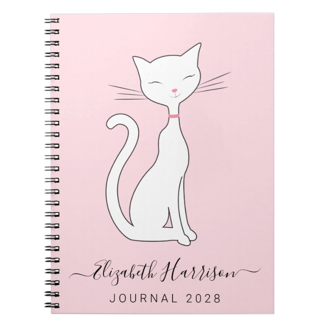 Chic Cat Pink Personalized Notebook (Front)