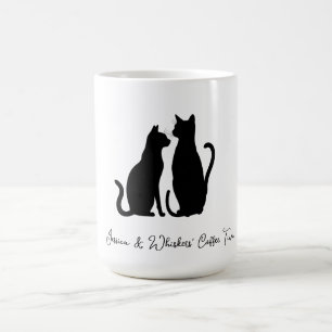 Chic Cat Silhouette Custom Name Black & White Magic Mug