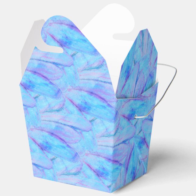 Chic Cerulean Painterly Flower Petal Pattern Favor Box (Open)