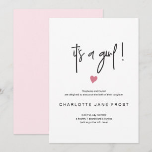 Chic C'Est Une Fille Faire-part de naissance Minus