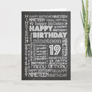 Chic Chalkboard Age-specific 19th Birthday Card