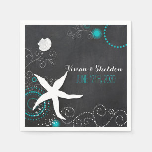 Chic Chalkboard Beach Wedding Napkin