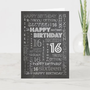 Chic Chalkboard Spécifique à l'âge Carte 16e anniv