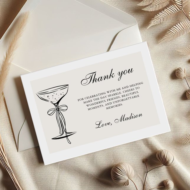 Chic Champagne Coquette Thank You Card (Creator Uploaded)