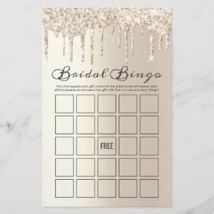 Chic Champagne Dripping Glitter Bridal Bingo Game