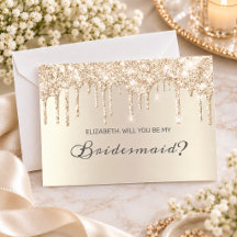Chic Champagne Dripping Glitter Elegant Bridesmaid