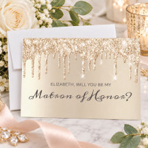 Chic Champagne Dripping Glitter Matron of Honour