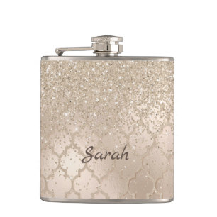 Chic Champagne Glitter Look Flask