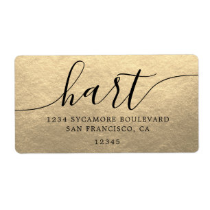 Chic Champagne Gold Script Family Return Address