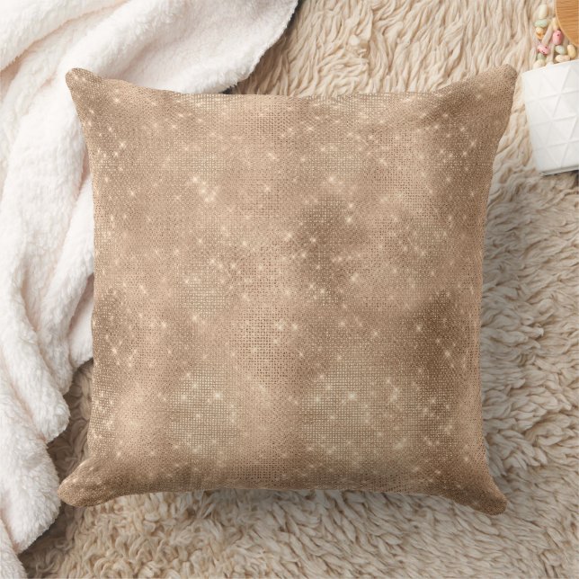 Chic Champagne Gold Sparkle Glitz  Throw Pillow (Blanket)