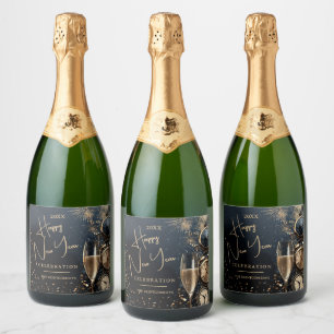 Chic Champagne Happy New Year Sparkling Wine Label