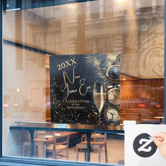 Chic Champagne Time New Year's Eve Party Window Cling (Cafe Window)