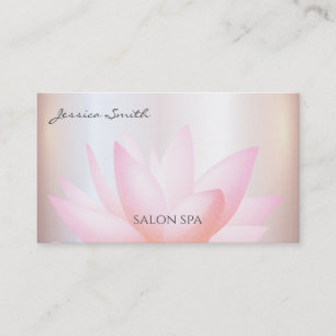 Chic charming elegant watercolor pink lotus flower business card