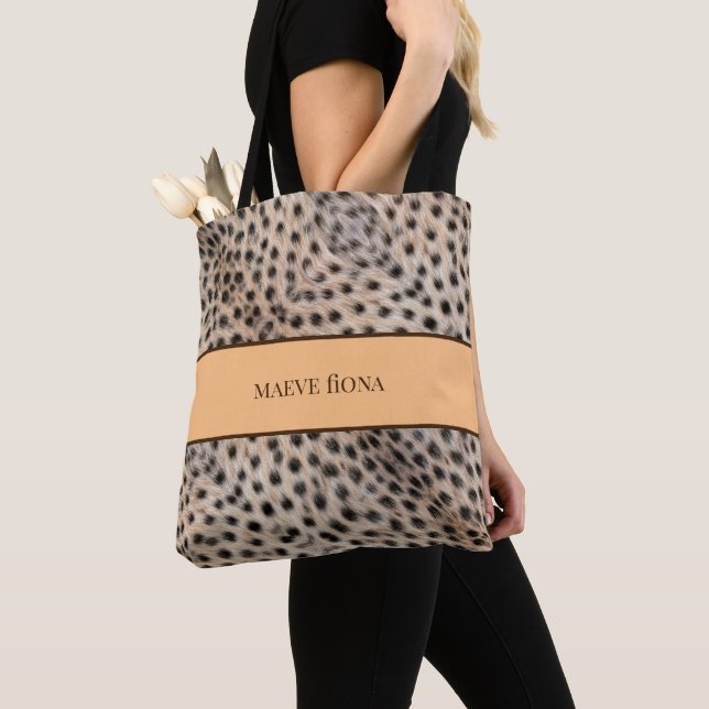 Chic Cheetah Personalized Tote Bag (Close Up)