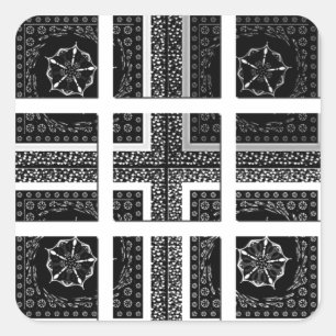 Chic Chequered Black, White & Red Graphics Art Des Square Sticker