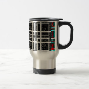 Chic Chequered Black, White & Red Graphics Art Des Travel Mug