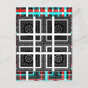 Chic Chequered Black, White & Red Graphics Design Postcard