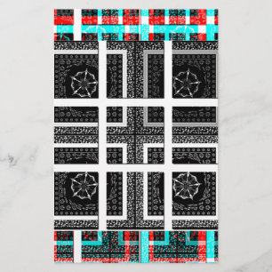 Chic Chequered Black, White & Red Graphics Design Stationery