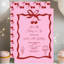 Chic Cherry on Top Bow Pink and Red Birthday