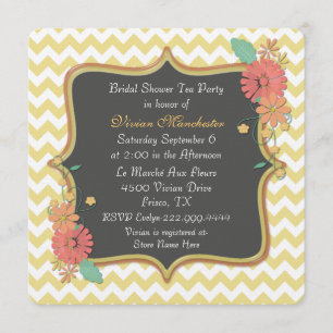 Chic Chevron and Floral Bridal Shower Invitation