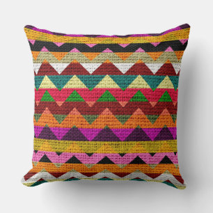 Chic Chevron Burlap Rustic #37 Throw Pillow
