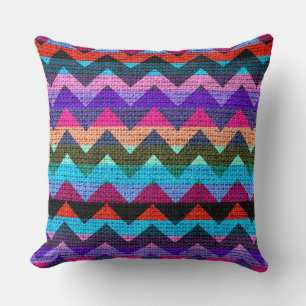 Chic Chevron Burlap Rustic #38 Throw Pillow