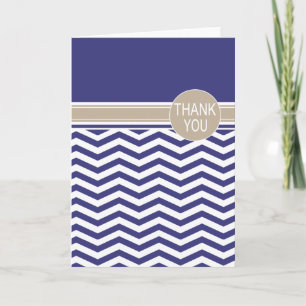 Chic Chevron Monogram   navy Thank You Card