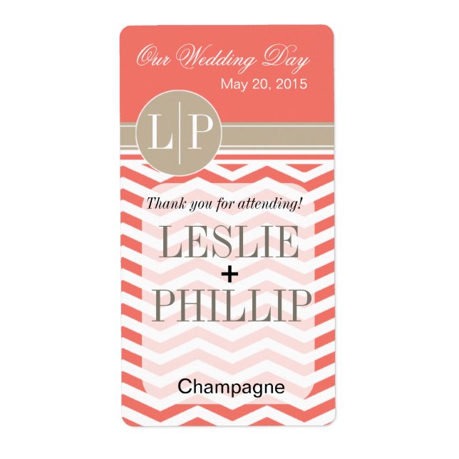 Chic Chevron Monogramme | corail Vin/Champagne Éti (Devant)