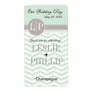 Chic Chevron Monogramme   menthe Vin/Champagne Éti