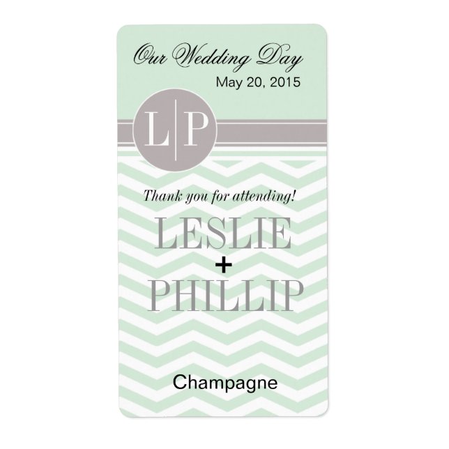 Chic Chevron Monogramme | menthe Vin/Champagne Éti (Devant)