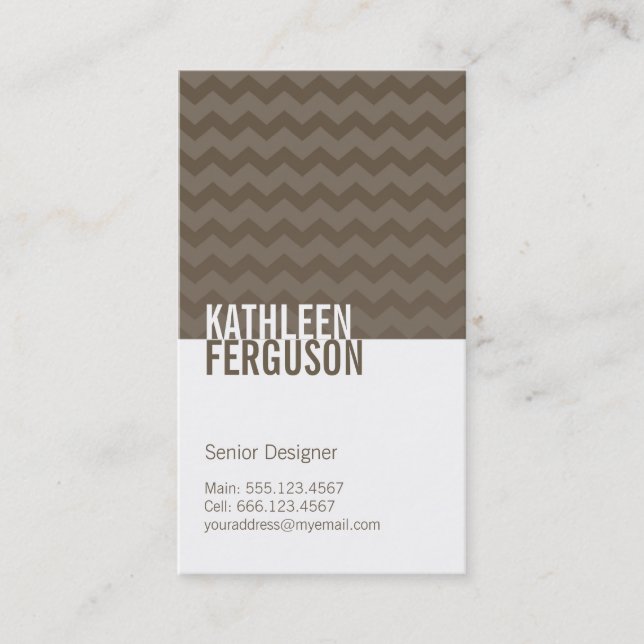 Chic chevron pattern ash grey two tone stylish business card (Front)