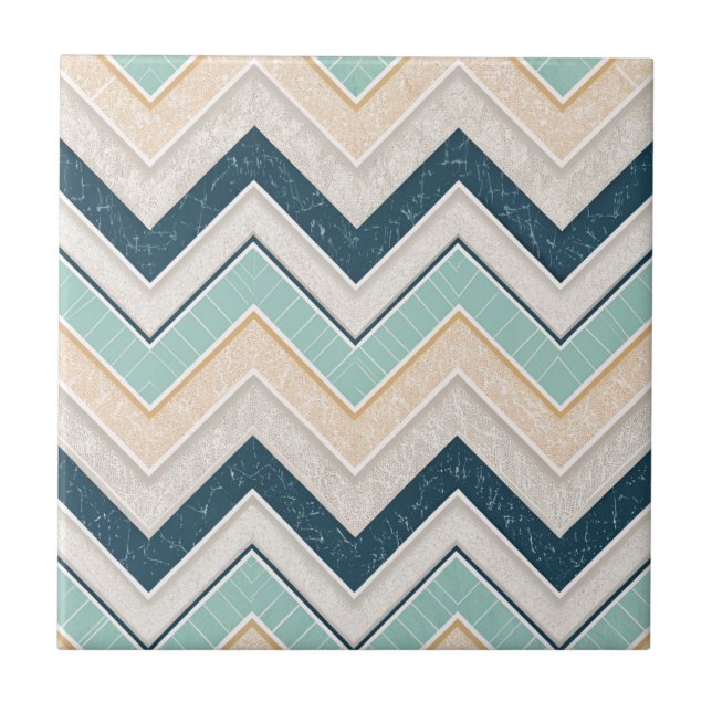 Chic Chevron Pattern Decorative 4.25" Square Tile (Front)