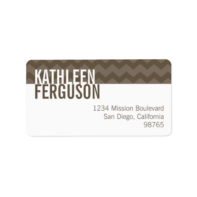 Chic chevron pattern grey custom return address label (Front)