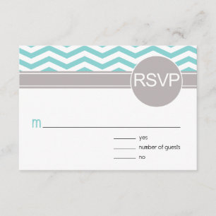 Chic Chevron RSVP   teal Card