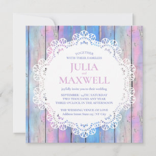 Chic Chic Bois Et Dentelle Faire-part de mariage