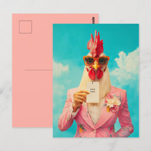 Chic Chicken in Pink Suit Postcard