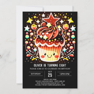 Chic Chocolate Magic Muffin Birthday Invitation