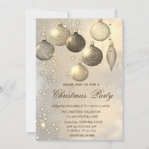 Chic Christmas Balls Gold Christmas Party Invitation