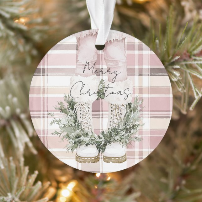Chic Christmas Blush Pink Legs Boots Ornament (Tree)