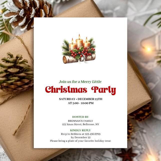 Chic Christmas Candles Holiday Party Invite (Chic Christmas Candles Holiday Party Invite)