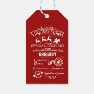 Chic Christmas Express Special Delivery Monogram Gift Tags